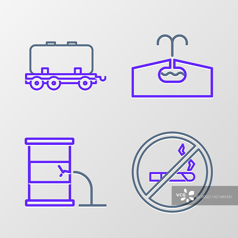 禁止吸烟与油田漏油系列线条图标图片素材