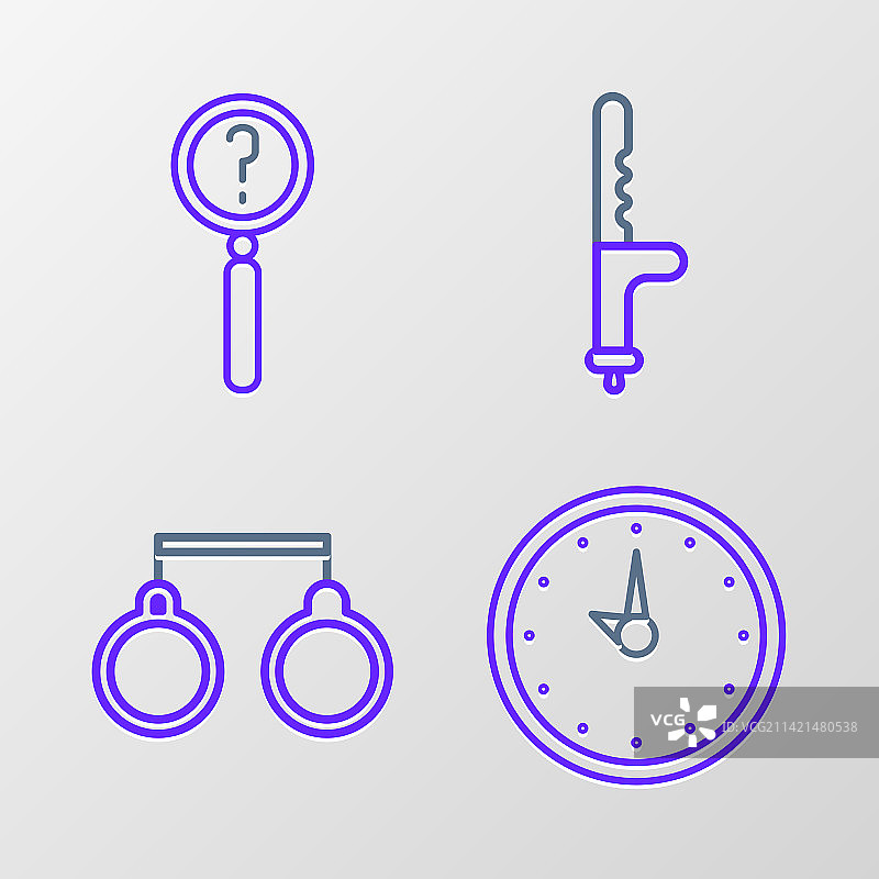 时钟、手铐和警棍图片素材