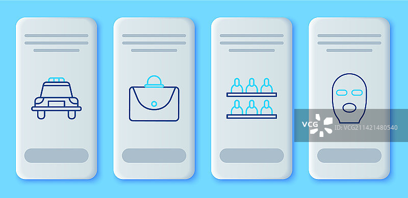 公文包陪审员警车和闪光灯线条组合图片素材