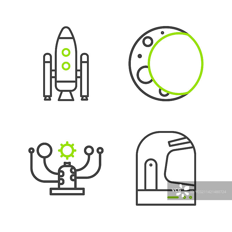 线条宇航员头盔太阳系月亮图片素材