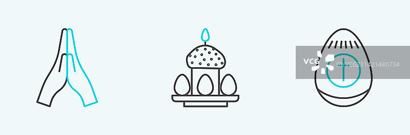 复活节彩蛋和祈祷手势线条素材图片素材