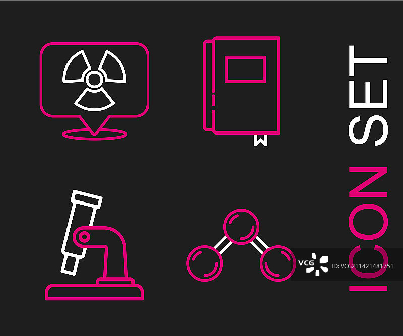 显微镜书籍线条组合图片素材