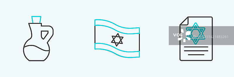 《妥拉》卷轴、橄榄油瓶线条图片素材