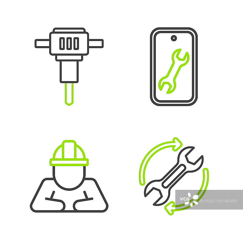 扳手和箭头工作流程构建器图片素材