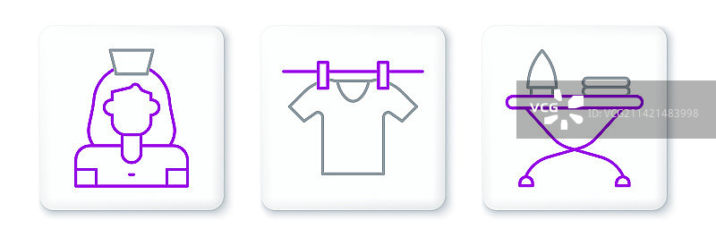 熨斗和熨衣板清洁女工图片素材