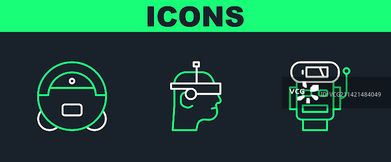 低电量充电真空吸尘器机器人线稿图片素材