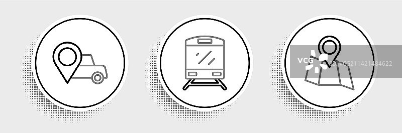 带出租车位置的折叠地图线条图标图片素材