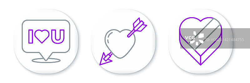 心形盒装糖果对话气泡线条设计图片素材