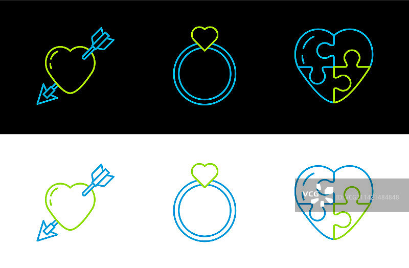 带箭头的丘比特之心线条图标图片素材