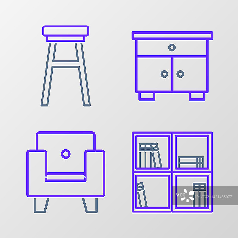 书架、扶手椅和家具图片素材