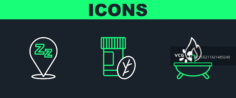 香薰蜡烛睡眠维生素药丸线条图片素材