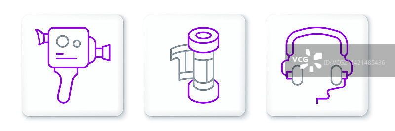 复古电影相机耳机图标图片素材