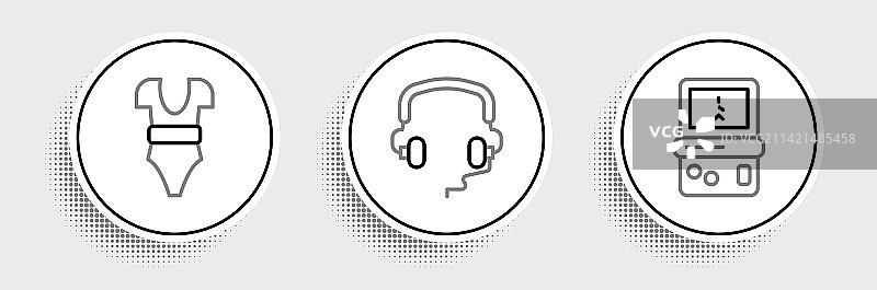 俄罗斯方块泳衣与耳机图标图片素材