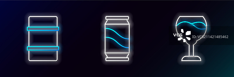 红酒杯金属啤酒桶啤酒罐线条图片素材