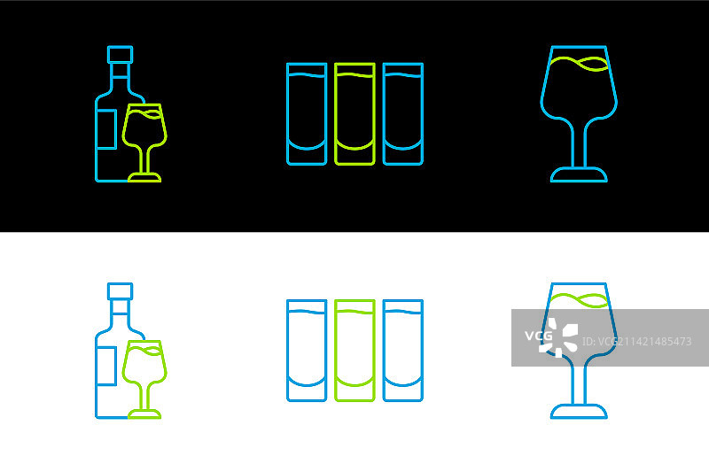 酒杯酒瓶与子弹杯图标图片素材