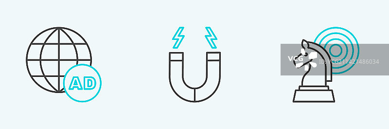 国际象棋广告和磁铁图标图片素材