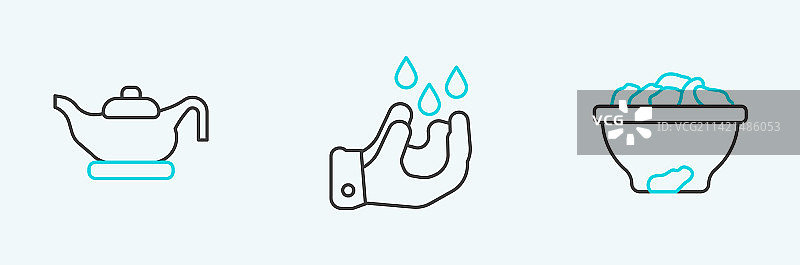 线性图标：椰枣油灯净身图片素材