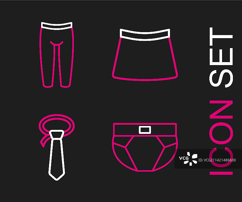 男士内裤、领带、裙子和打底裤等线性组合图片素材