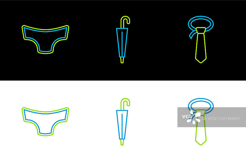 男士内裤和雨伞图标线套图片素材