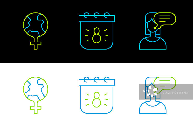 女性观点女权主义世界线条组合图片素材