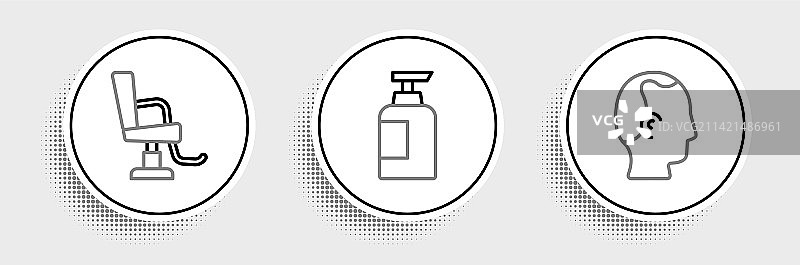 秃顶理发店椅子瓶子线条素材图片素材