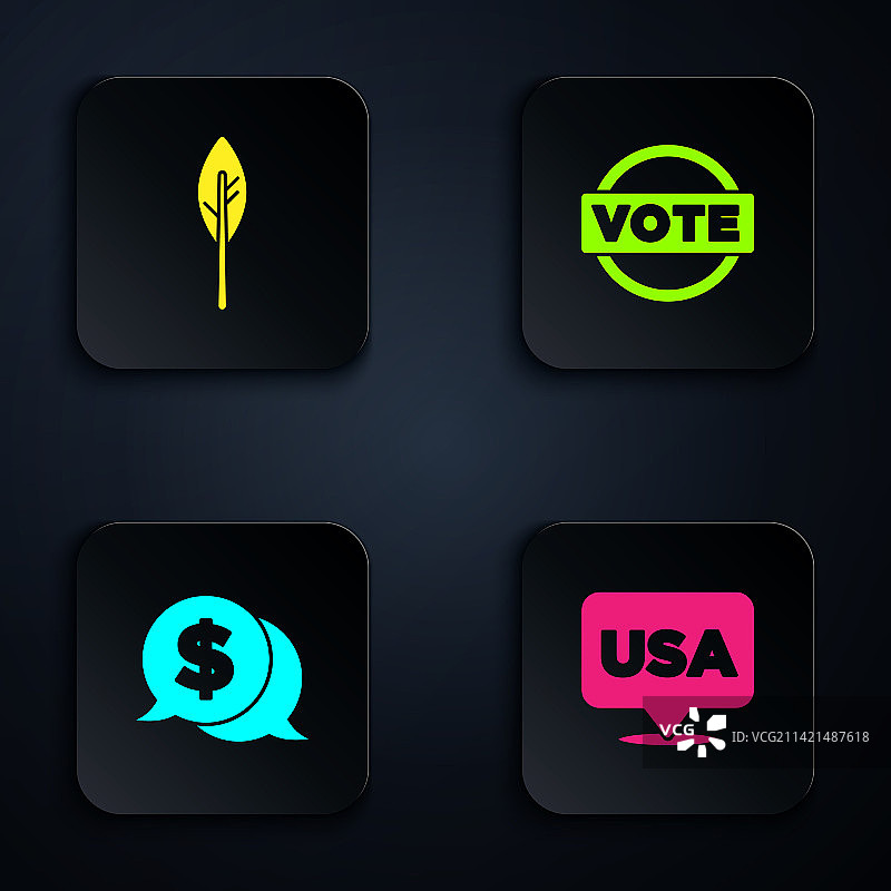 美国独立日印第安羽毛硬币套装图片素材