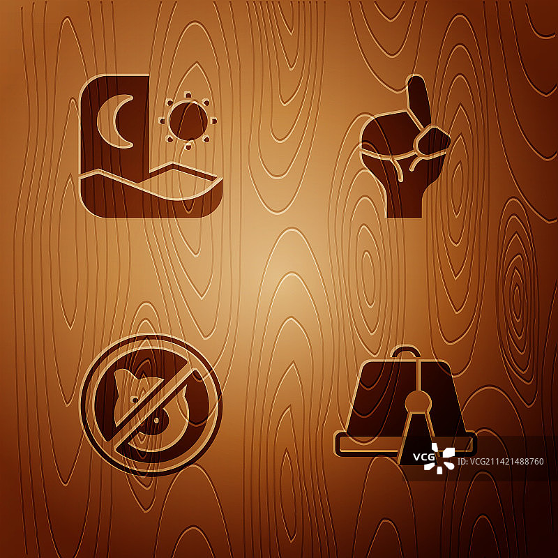 土耳其斋月帽禁猪手势套装图片素材