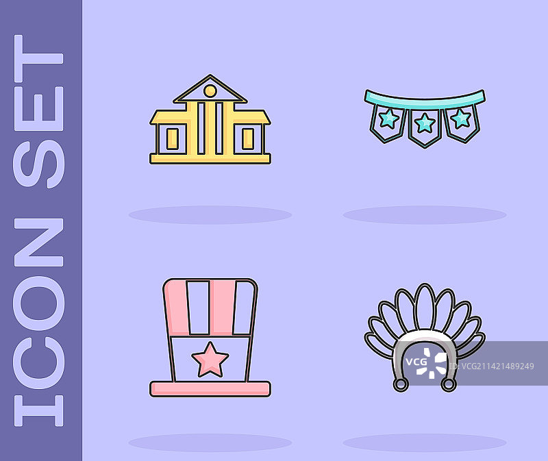 带羽毛的印第安头饰与白宫图片素材