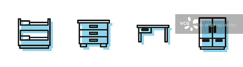 办公桌双层床家具组合图片素材