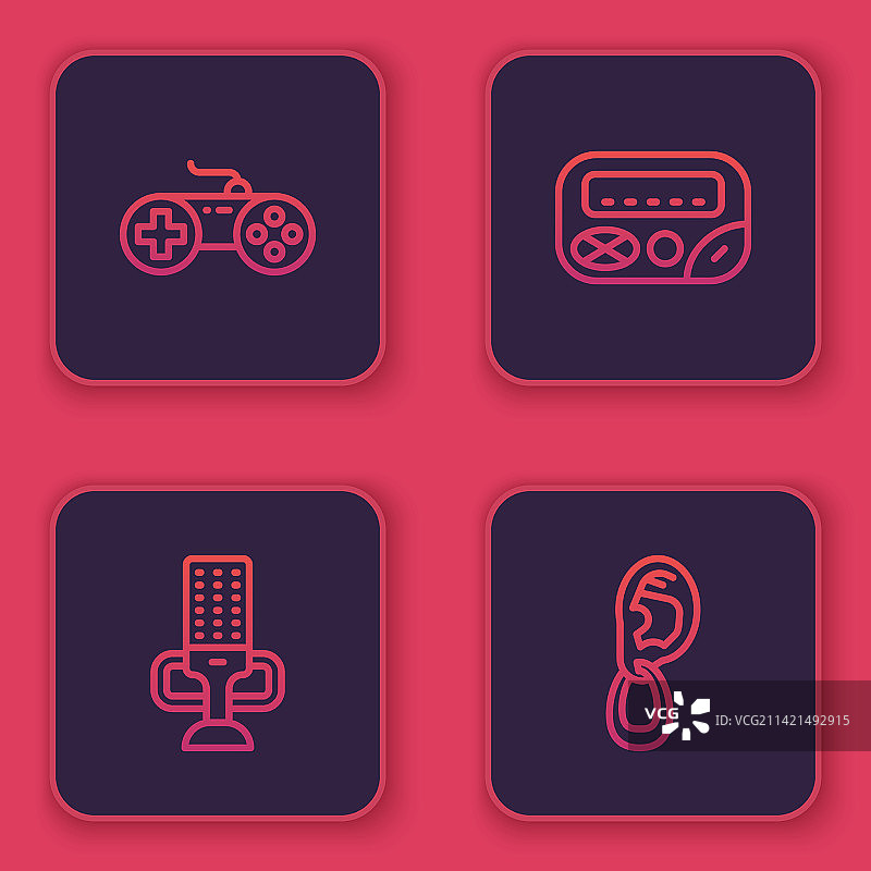 游戏手柄、麦克风、寻呼机和耳机组合图片素材