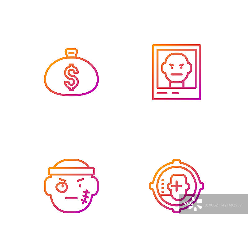 头像土匪钱袋通缉线条组合图片素材