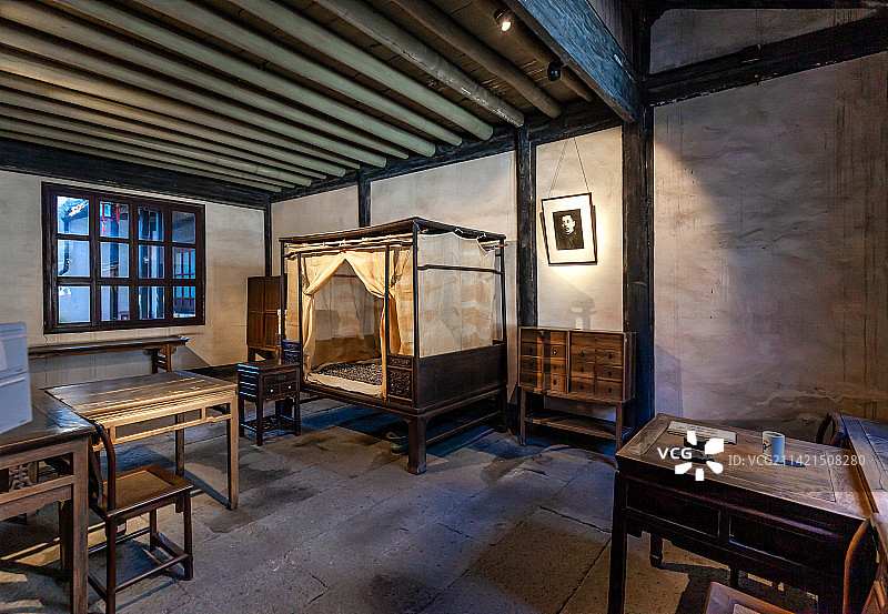 绍兴鲁迅故居鲁迅卧室图片素材