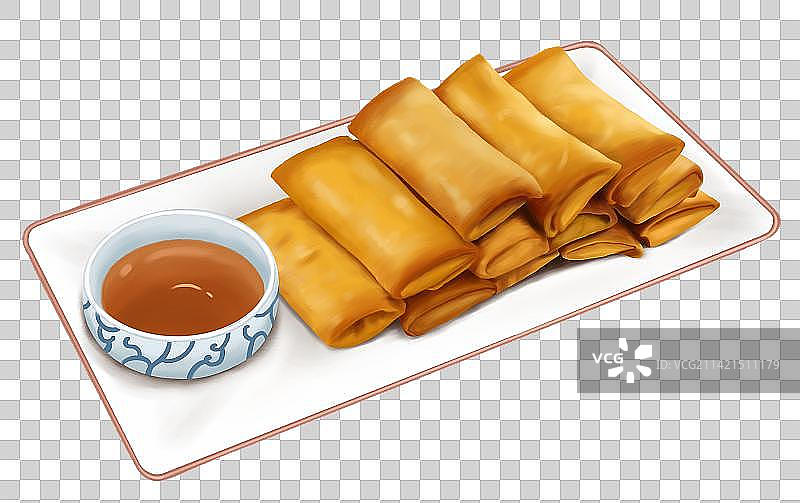 春卷新年食物立春食物写实手绘图片素材