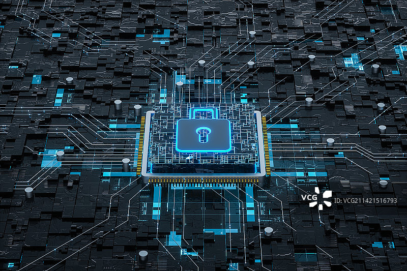 3D渲染高清人工智能半导体芯片电路板图片素材