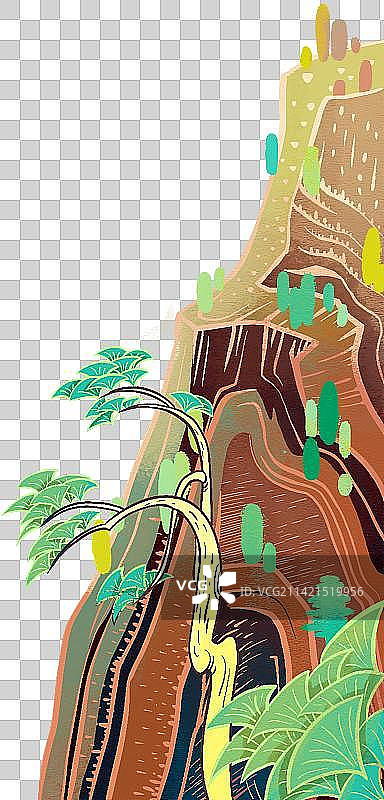 国潮风红色山脉1图片素材