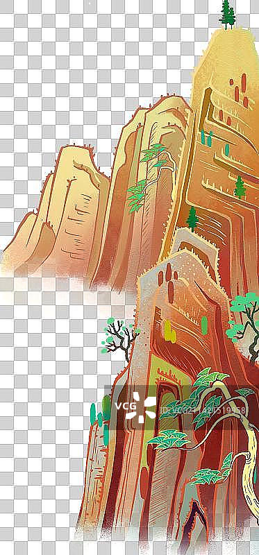 国潮风红色山峰图片素材