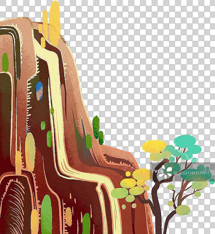 国潮风红色山脉2图片素材