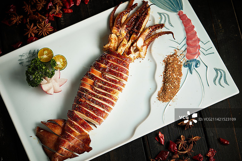 烤鱿鱼圈图片素材