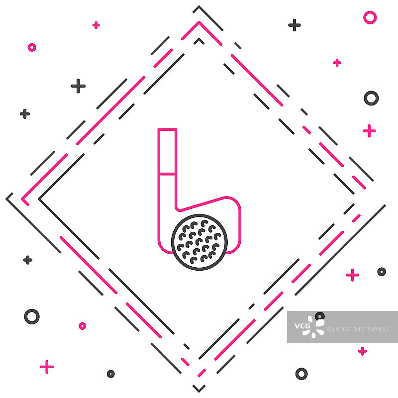 高尔夫球杆和球图标线条设计图片素材