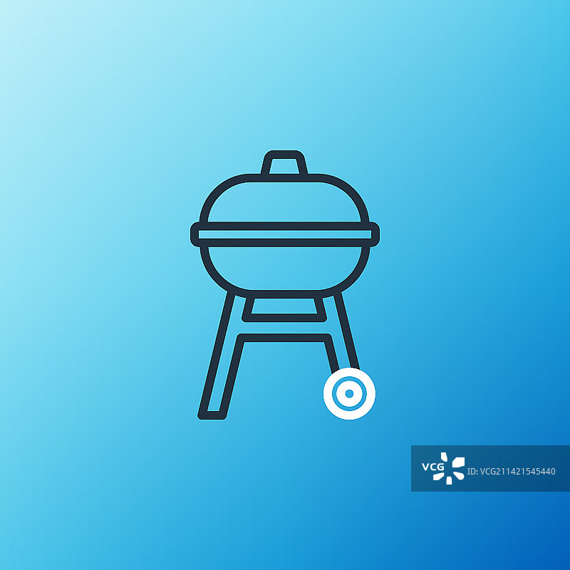 蓝色背景上的烧烤架线条图标图片素材