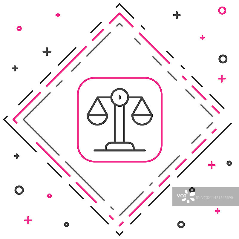 白色背景上的线条正义天平图标图片素材