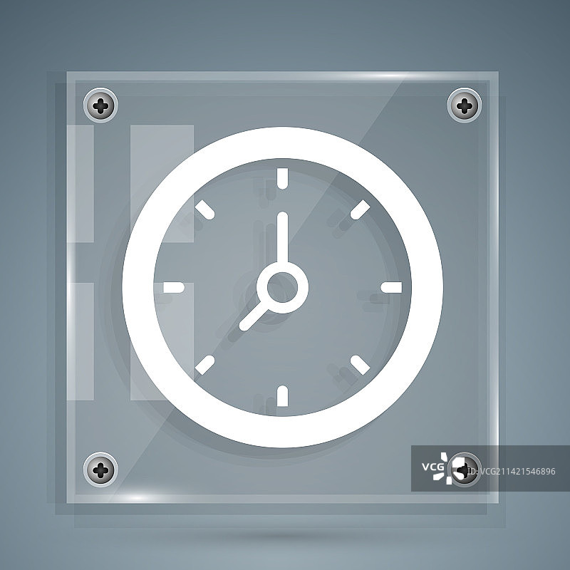 灰色背景上的白色时钟图标图片素材
