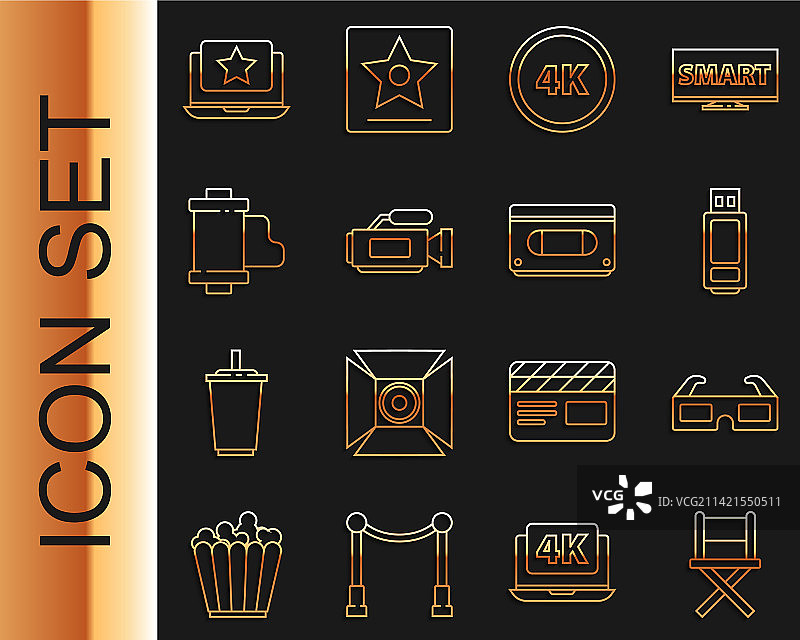 导演电影椅 3D电影眼镜线条图片素材