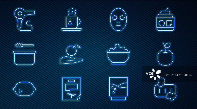 带泡沫的肥皂、苹果面部线条组合图片素材