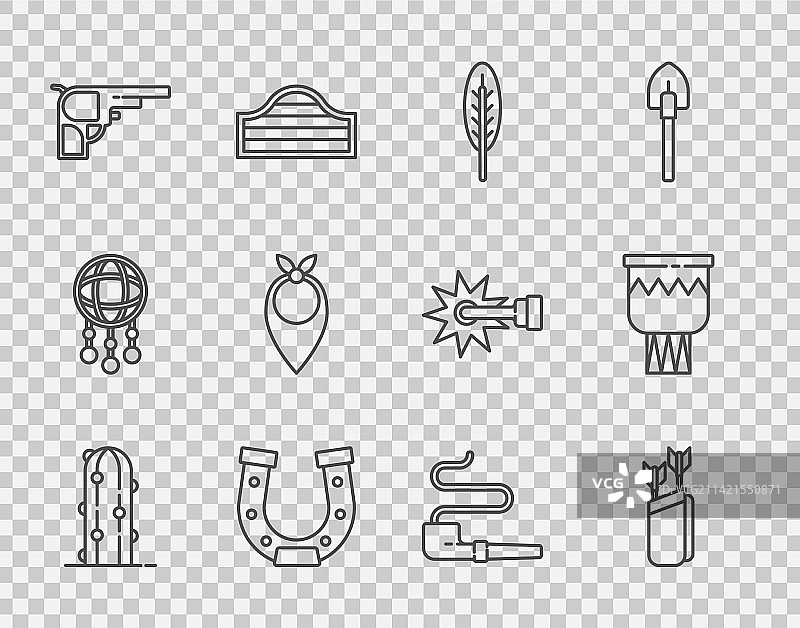 仙人掌、箭袋与印第安线路合集图片素材