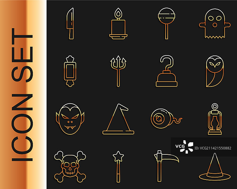 女巫帽、露营灯笼、猫头鹰、棒棒糖图片素材