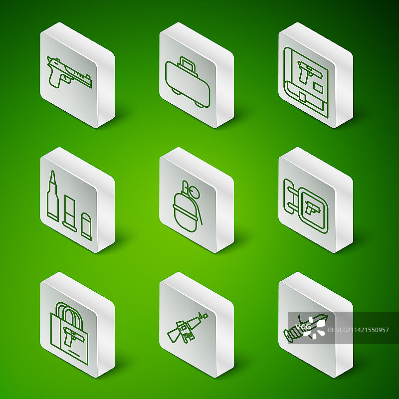 军用刀具M16A1步枪沙漠之鹰线条组合图片素材