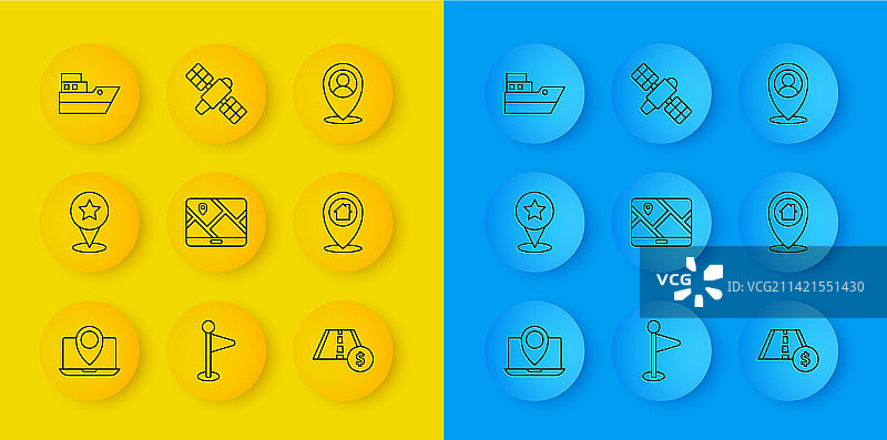 带定位标记地图指针的笔记本电脑图片素材