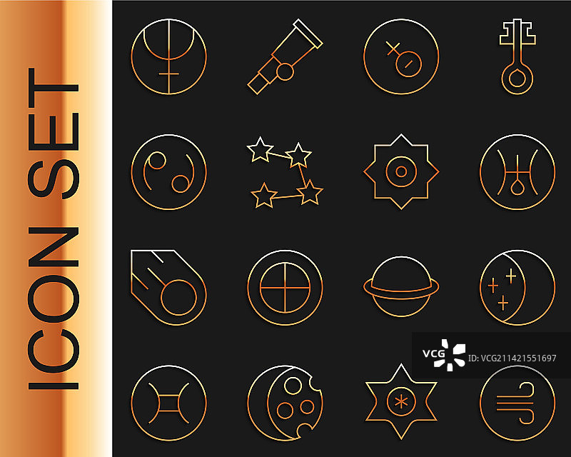 线条图案：刮风天气、日食符号图片素材