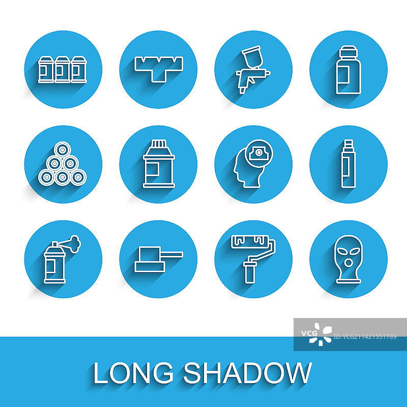 线稿喷漆罐喷嘴盖子滚筒图片素材